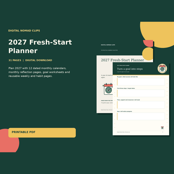 2027 Fresh-Start Planner with actual illustrated PDF page previews